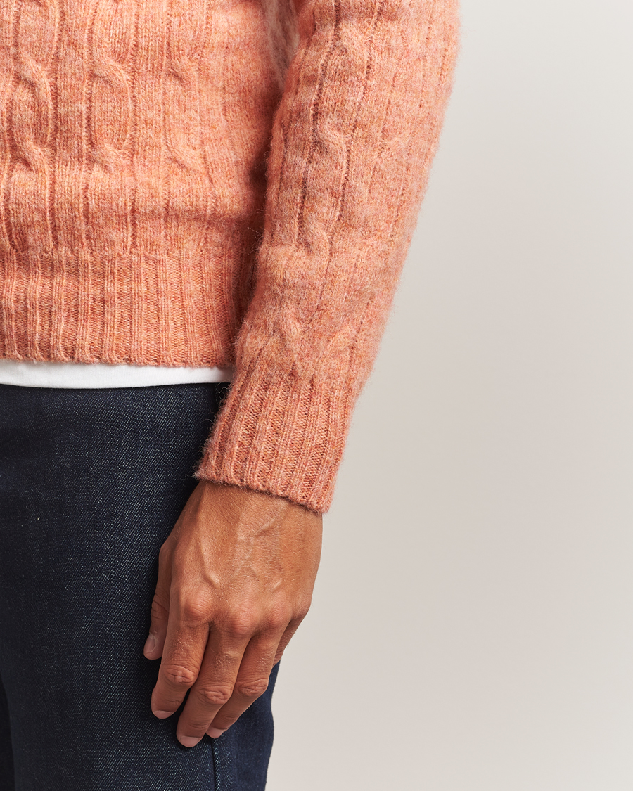 Men | Sweaters & Knitwear | Harley Of Scotland | Brushed Supersoft Lambswool Cable Parfait