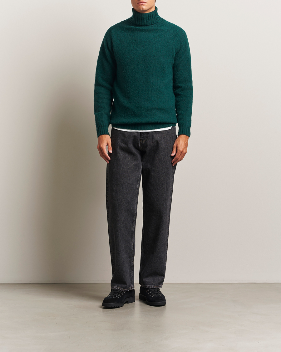 Men | Sweaters & Knitwear | Harley Of Scotland | Brushed Supersoft Lambswool Rollneck Tartan