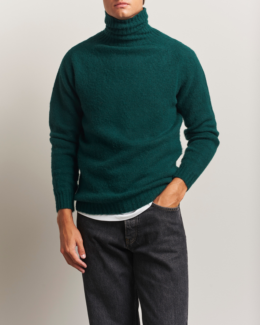Men | Sweaters & Knitwear | Harley Of Scotland | Brushed Supersoft Lambswool Rollneck Tartan