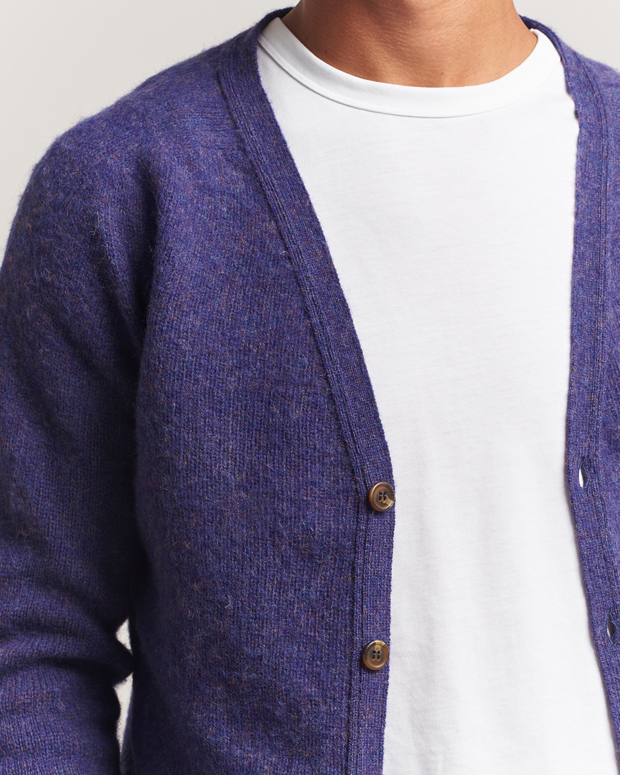 Men | Sweaters & Knitwear | Harley Of Scotland | Brushed Supersoft Lambswool Cardigan Iris