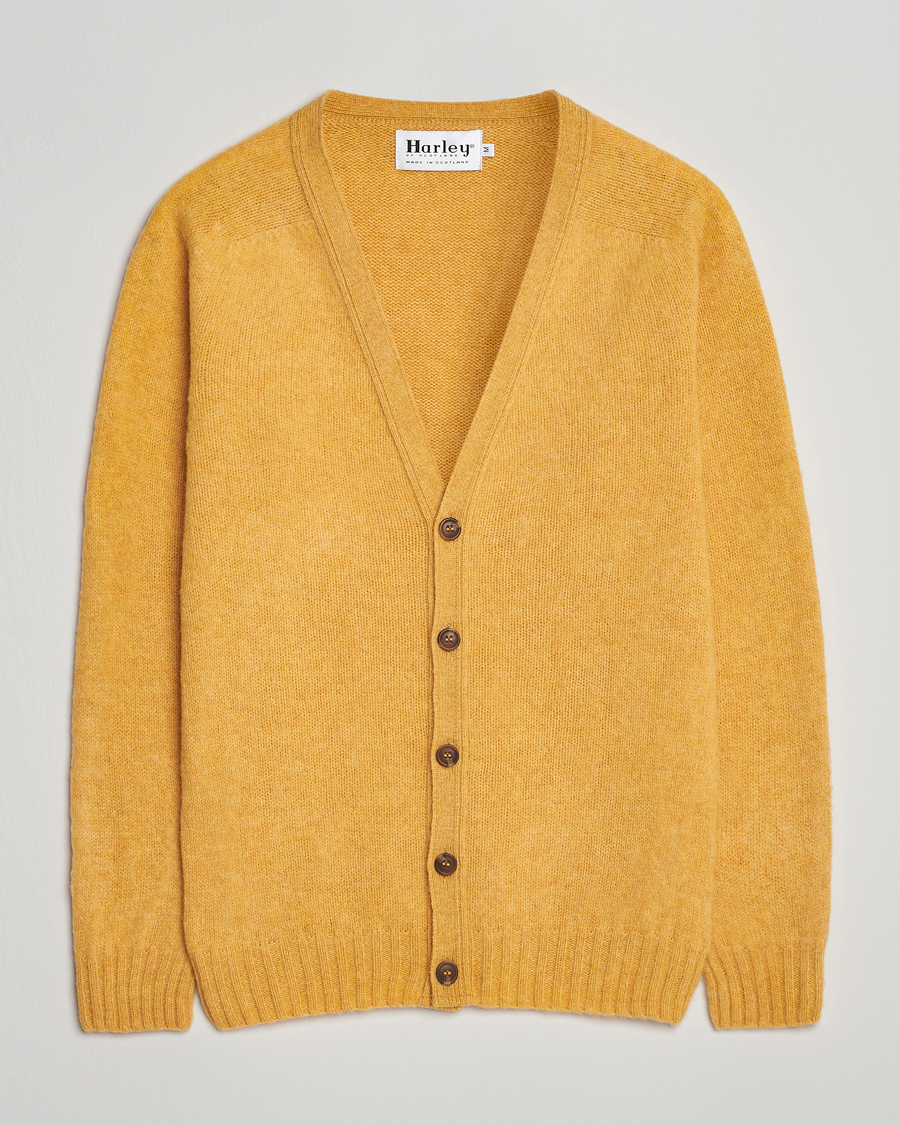 Men | Sweaters & Knitwear | Harley Of Scotland | Brushed Supersoft Lambswool Cardigan Nectar
