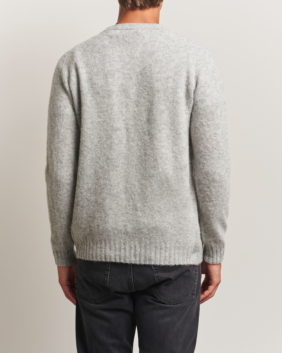 Men | Sweaters & Knitwear | Harley Of Scotland | Brushed Supersoft Lambswool Cardigan Silver