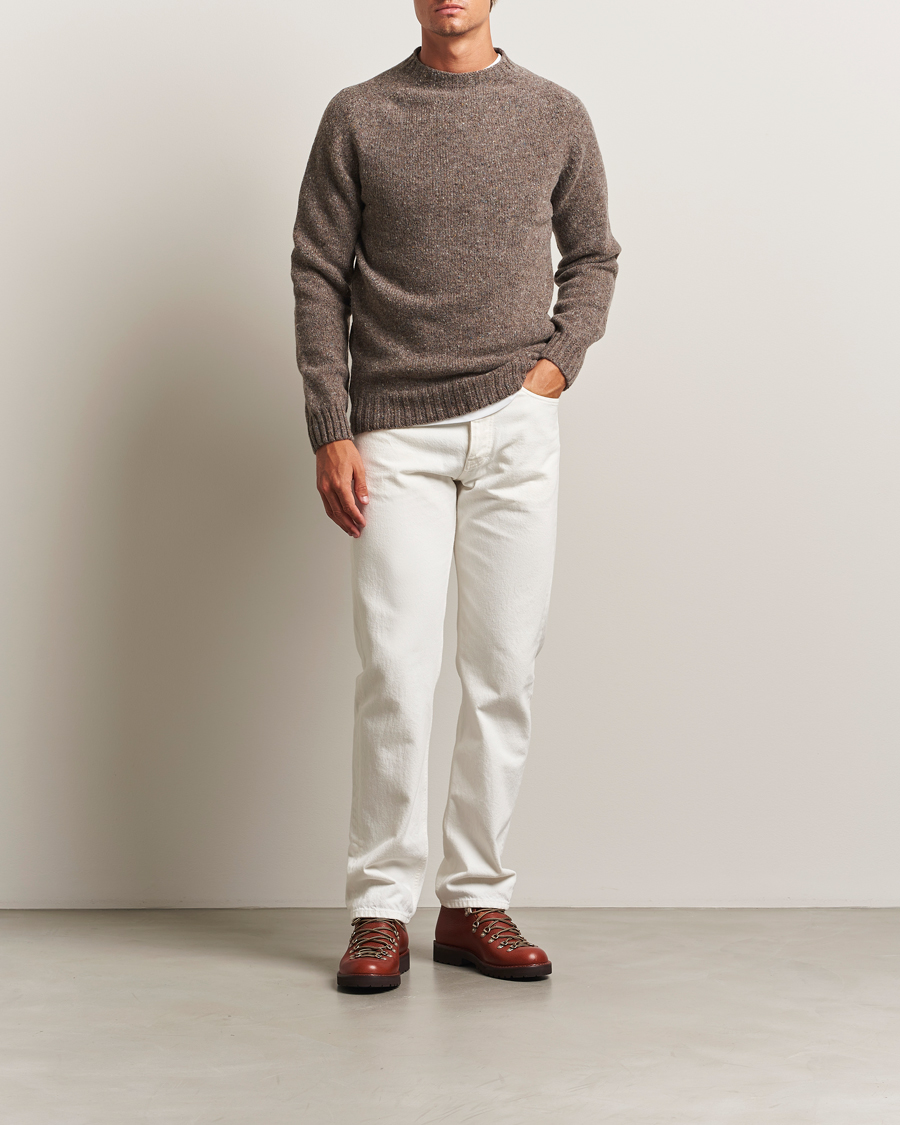 Men | Sweaters & Knitwear | Harley Of Scotland | Donegal Wool Crewneck Brown