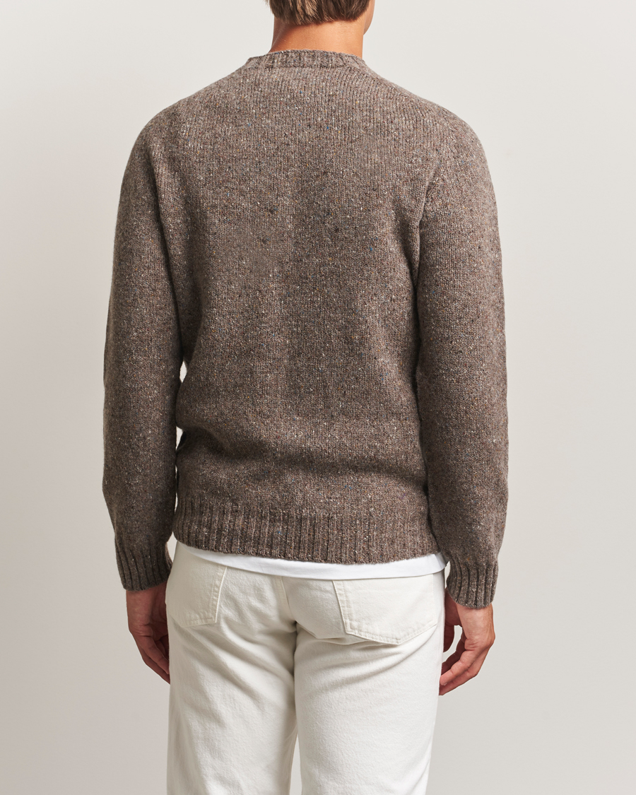 Men | Sweaters & Knitwear | Harley Of Scotland | Donegal Wool Crewneck Brown