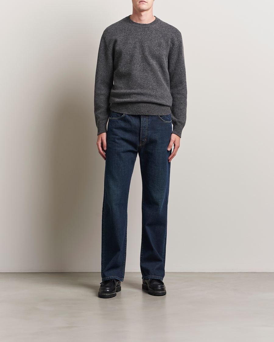 Men | Sweaters & Knitwear | Baracuta | Shetland Virgin Wool Crew Neck Mid Grey