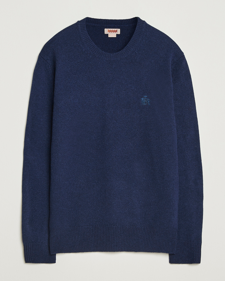 Men | Sweaters & Knitwear | Baracuta | Shetland Virgin Wool Crew Neck Navy