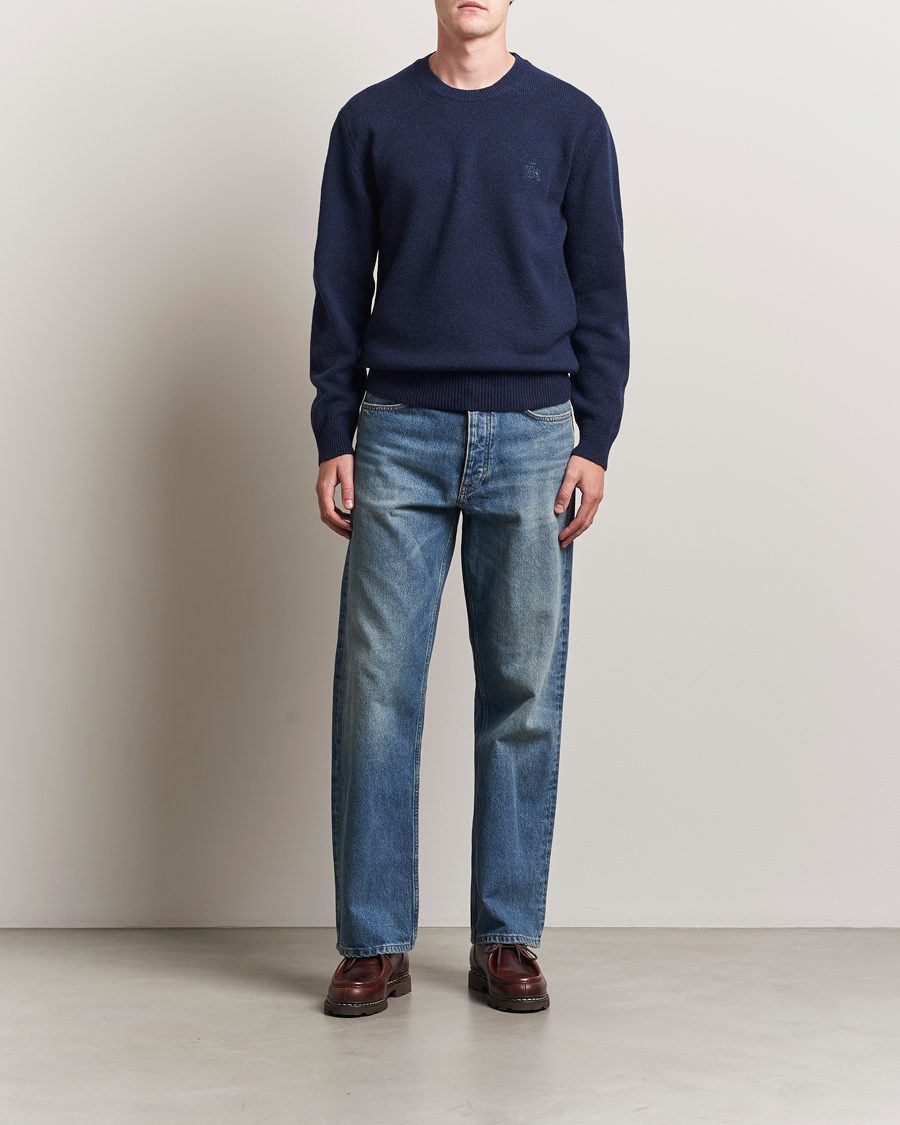 Men | Sweaters & Knitwear | Baracuta | Shetland Virgin Wool Crew Neck Navy
