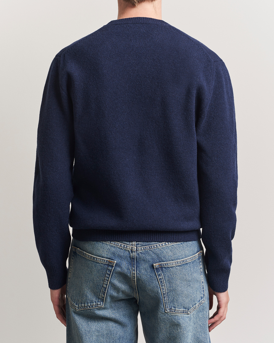 Men | Sweaters & Knitwear | Baracuta | Shetland Virgin Wool Crew Neck Navy