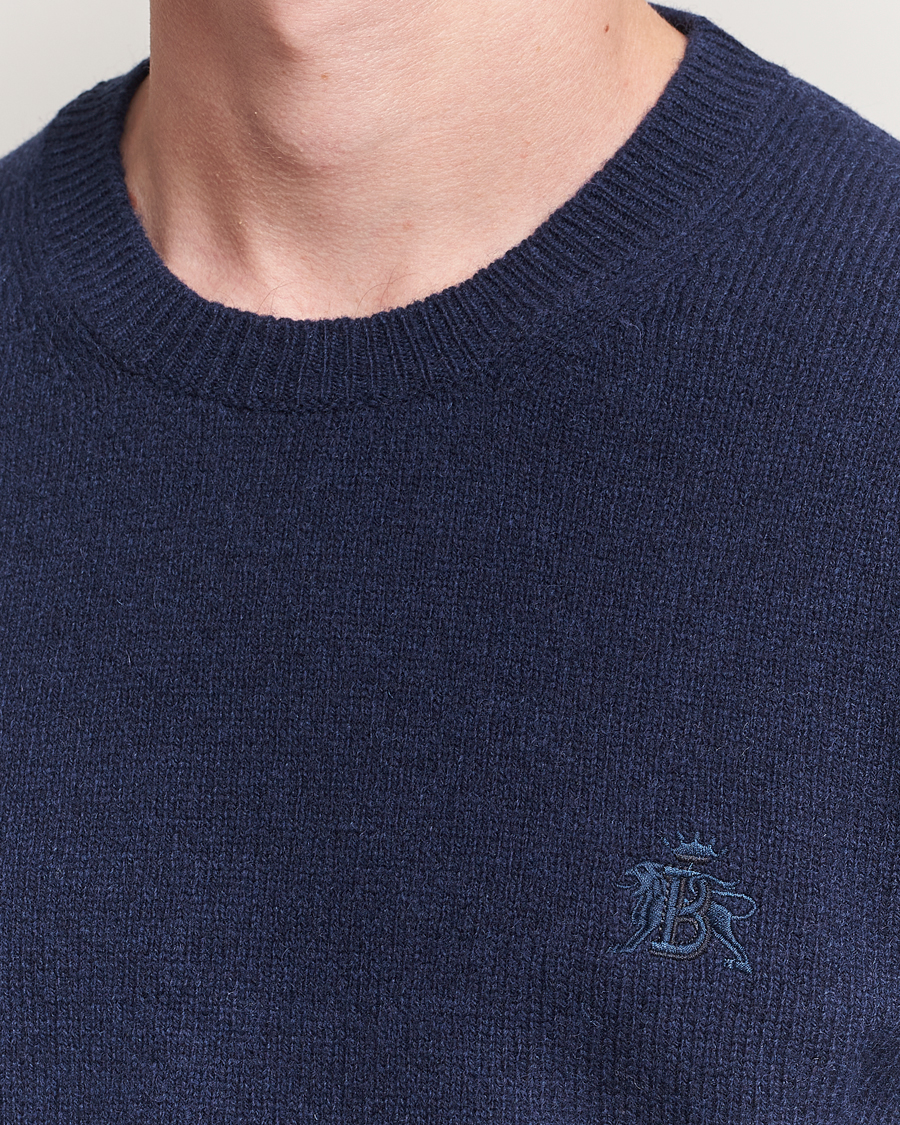 Men | Sweaters & Knitwear | Baracuta | Shetland Virgin Wool Crew Neck Navy