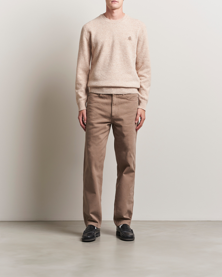 Men | Sweaters & Knitwear | Baracuta | Shetland Virgin Wool Crew Neck Antique White