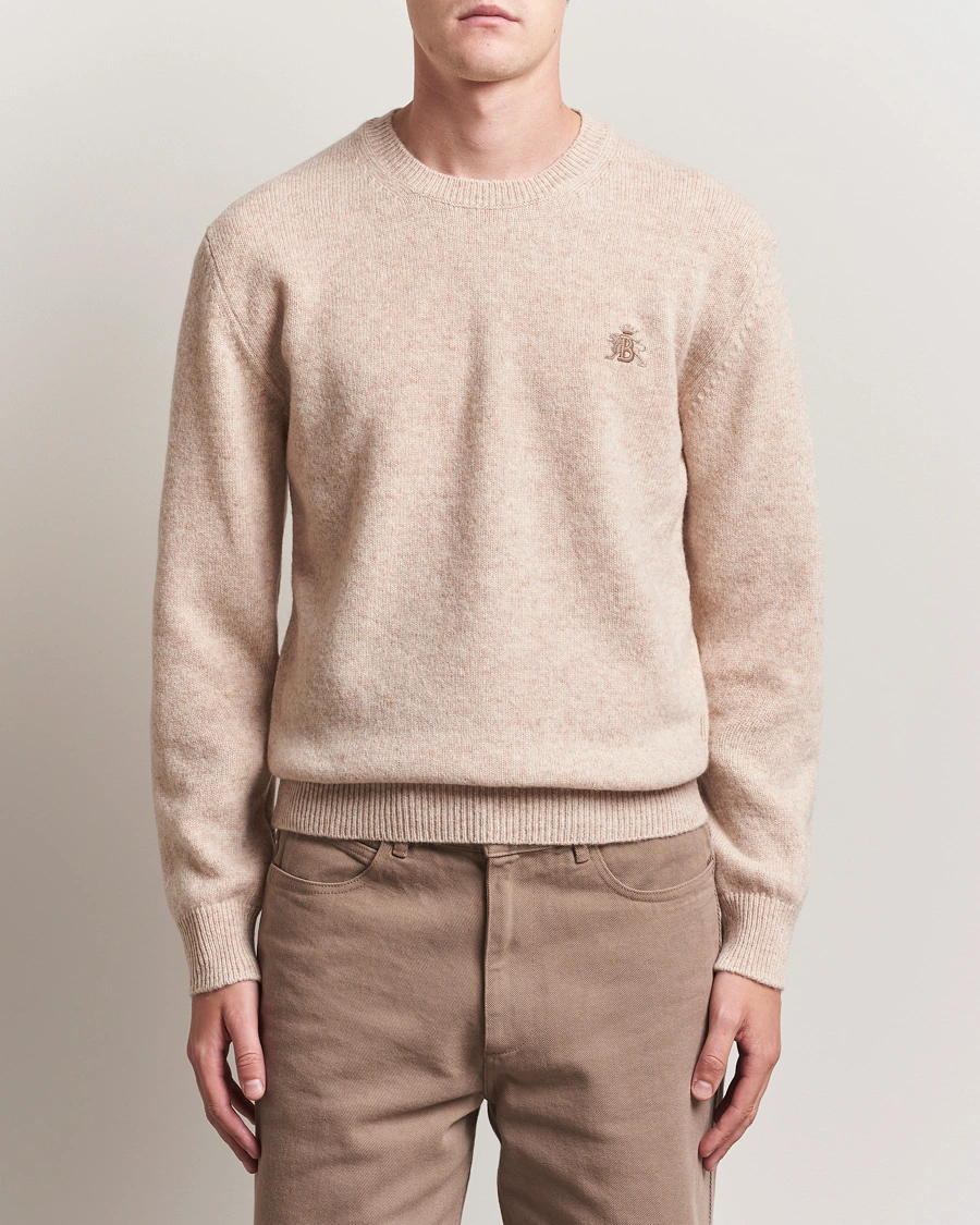 Men | Sweaters & Knitwear | Baracuta | Shetland Virgin Wool Crew Neck Antique White