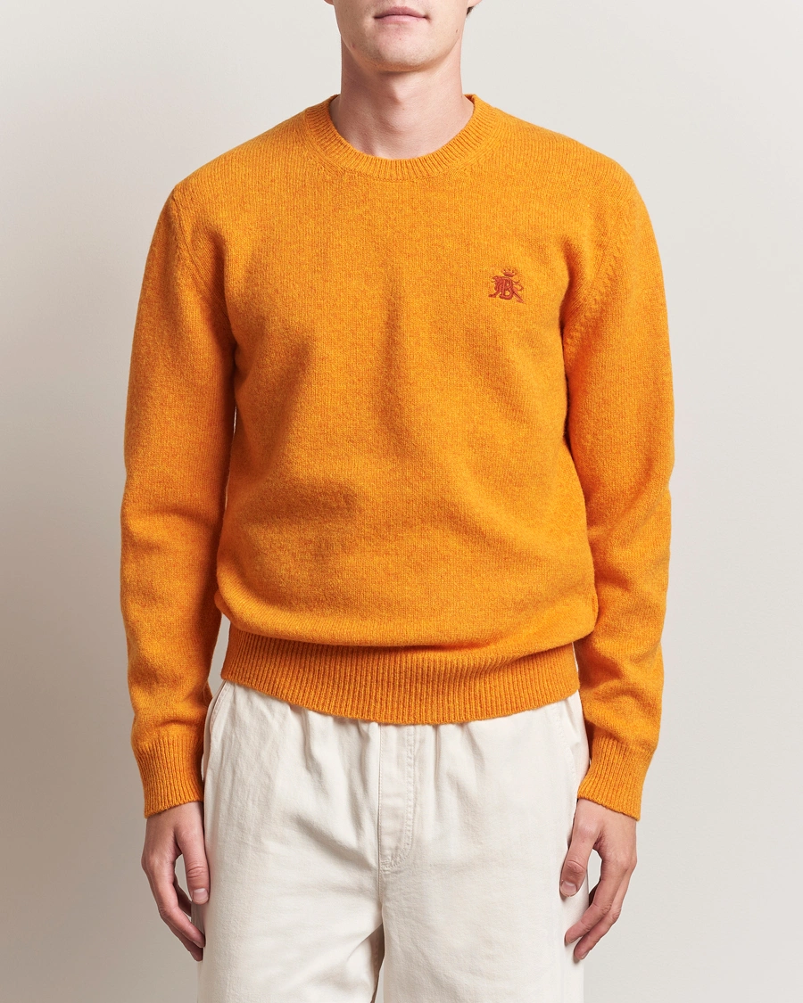 Men | Sweaters & Knitwear | Baracuta | Shetland Virgin Wool Crew Neck Orange