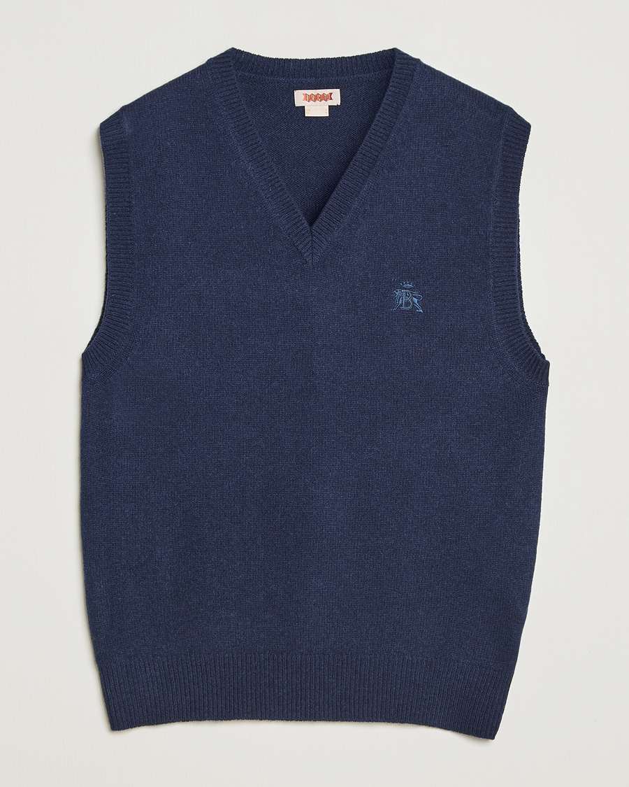 Men | Sweaters & Knitwear | Baracuta | Shetland Virgin Wool Vest Navy