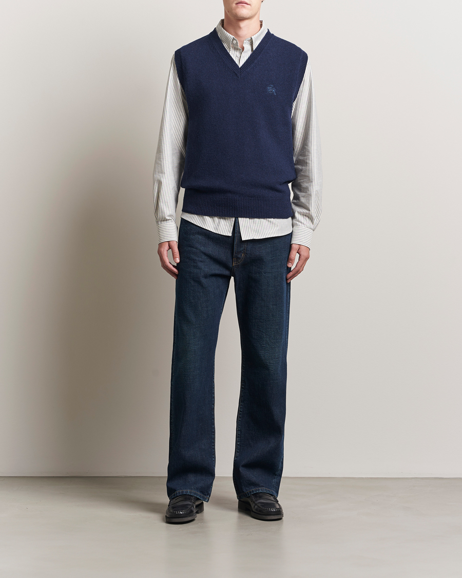 Men | Sweaters & Knitwear | Baracuta | Shetland Virgin Wool Vest Navy