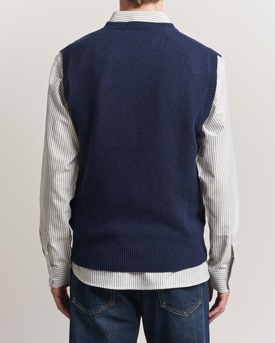 Men | Sweaters & Knitwear | Baracuta | Shetland Virgin Wool Vest Navy