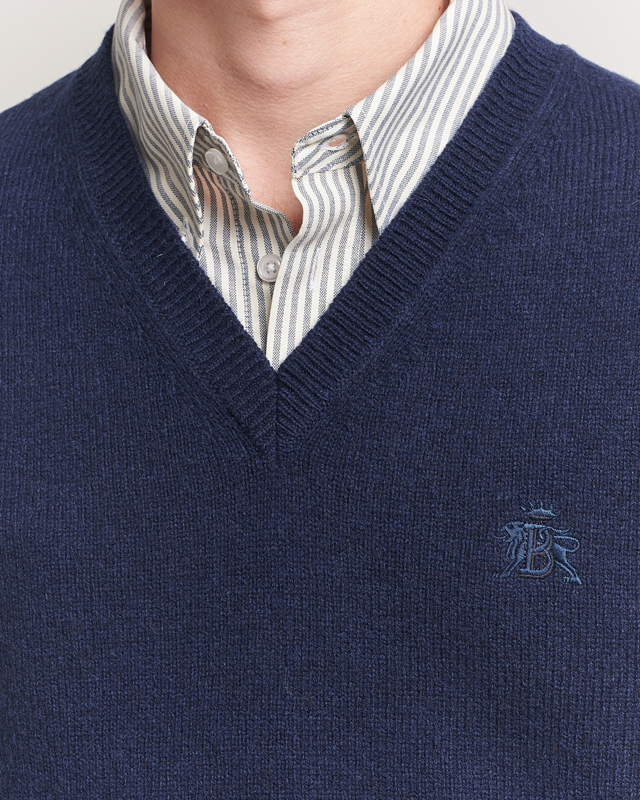 Men | Sweaters & Knitwear | Baracuta | Shetland Virgin Wool Vest Navy