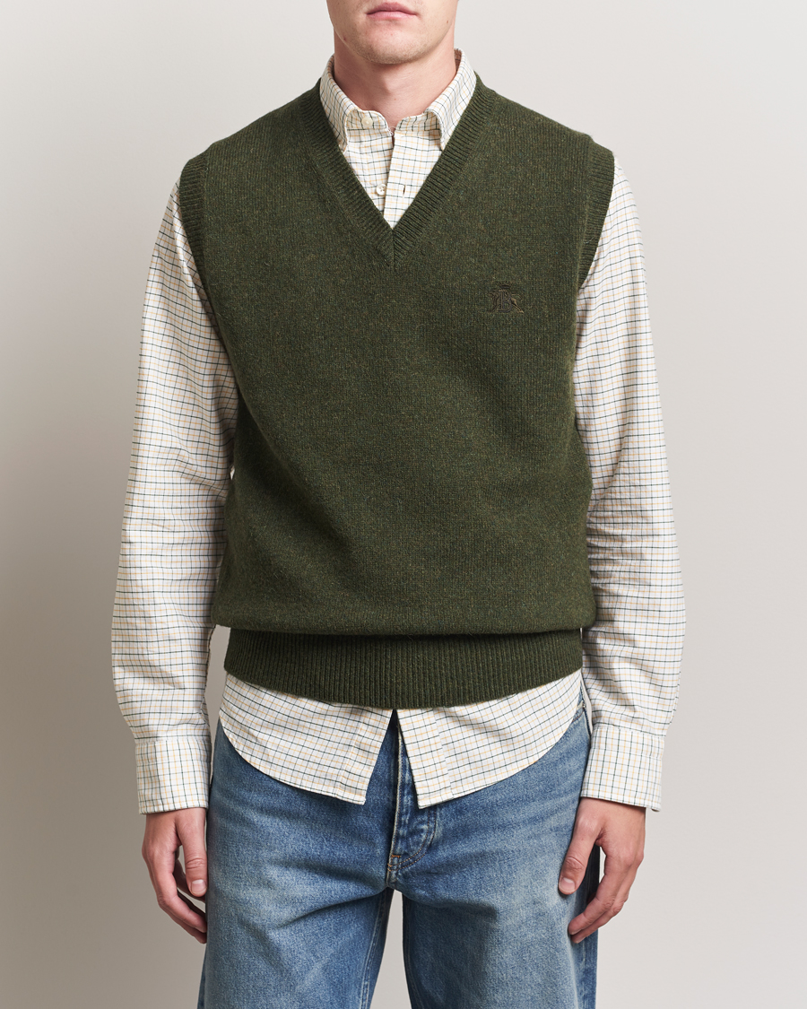 Men | Sweaters & Knitwear | Baracuta | Shetland Virgin Wool Vest Beech
