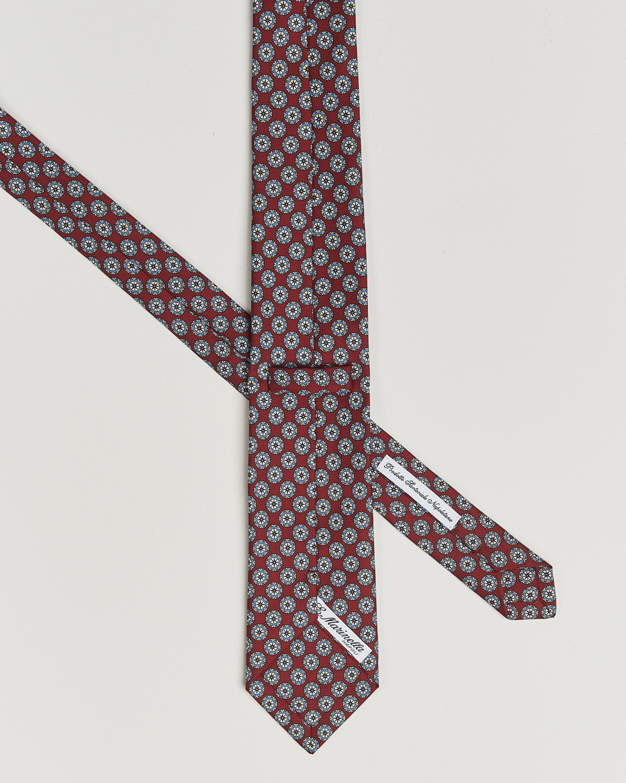 Men | Ties | E. Marinella | 3-Fold Printed Silk Tie Burgundy