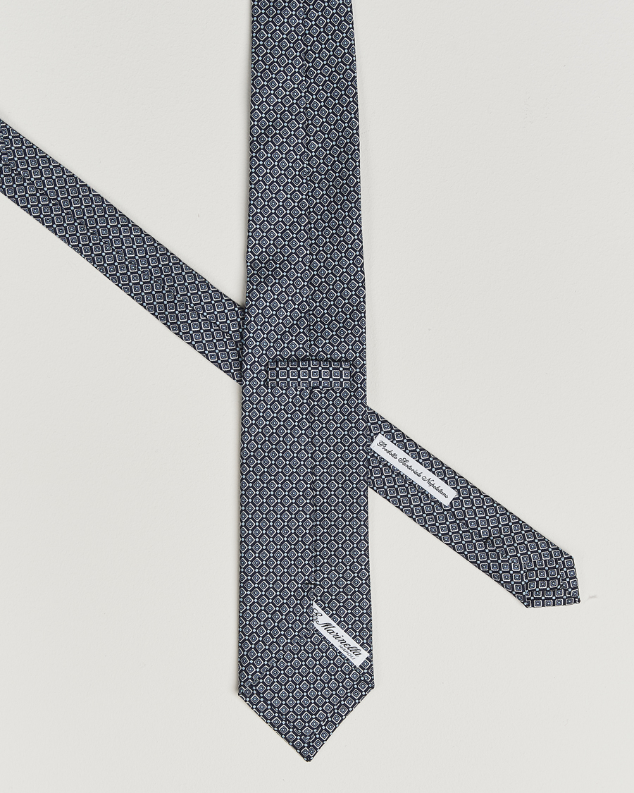 Men | Ties | E. Marinella | 3-Fold Printed Silk Tie Navy