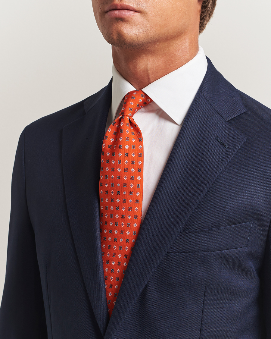 Men | Ties | E. Marinella | 3-Fold Printed Silk Tie Red
