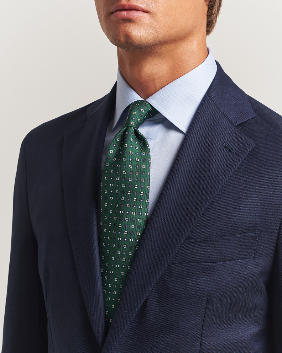 Men | Ties | E. Marinella | 3-Fold Printed Silk Tie Dark Green