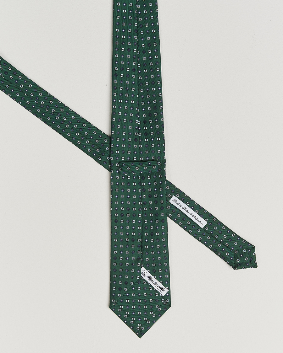 Men | Ties | E. Marinella | 3-Fold Printed Silk Tie Dark Green
