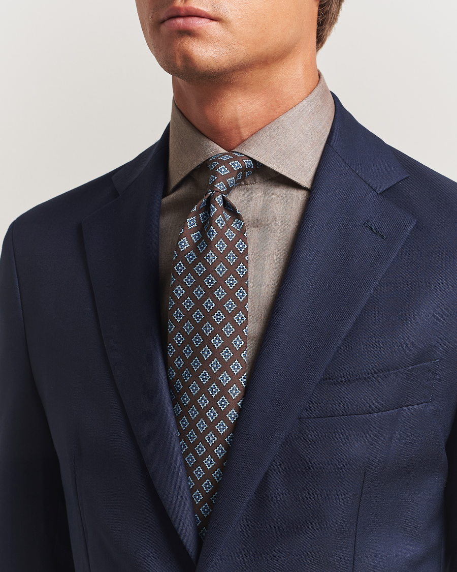 Men | Ties | E. Marinella | Archivio 3-Fold Printed Silk Tie Brown