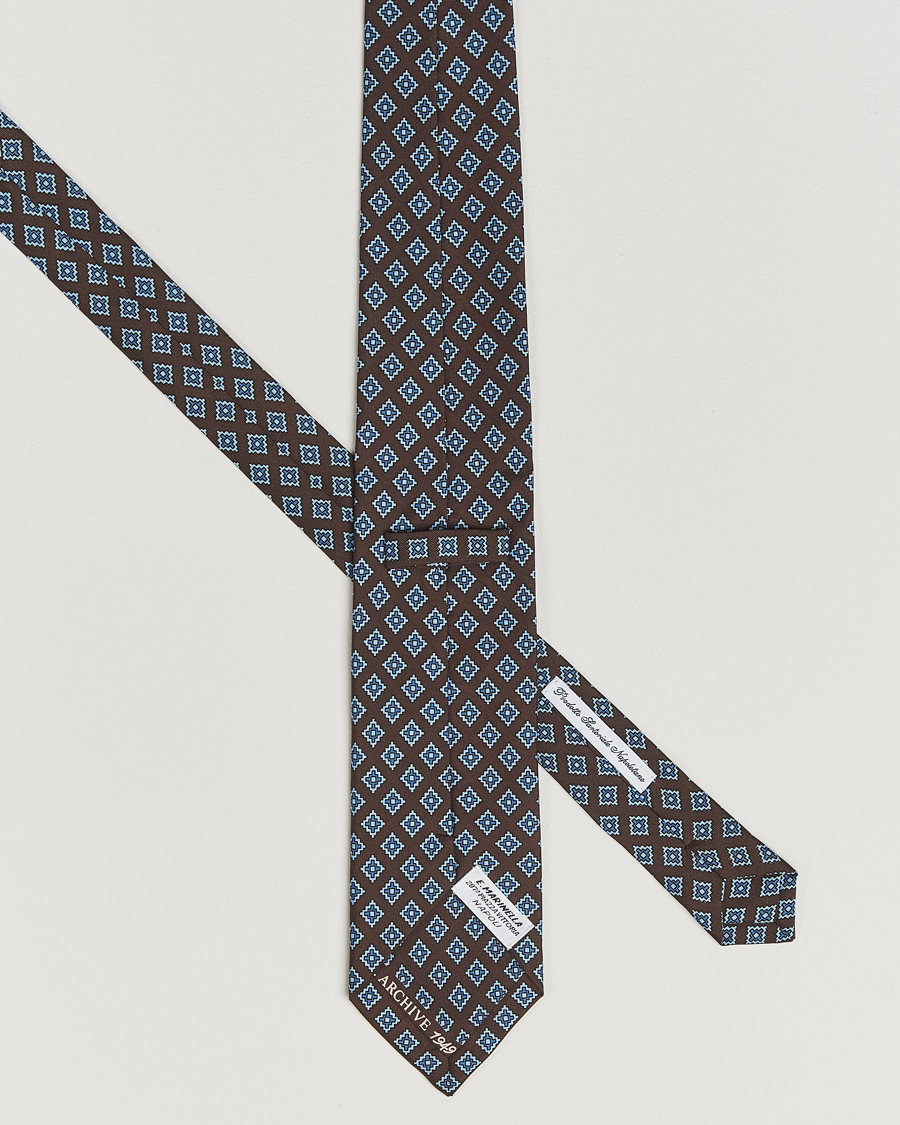 Men | Ties | E. Marinella | Archivio 3-Fold Printed Silk Tie Brown