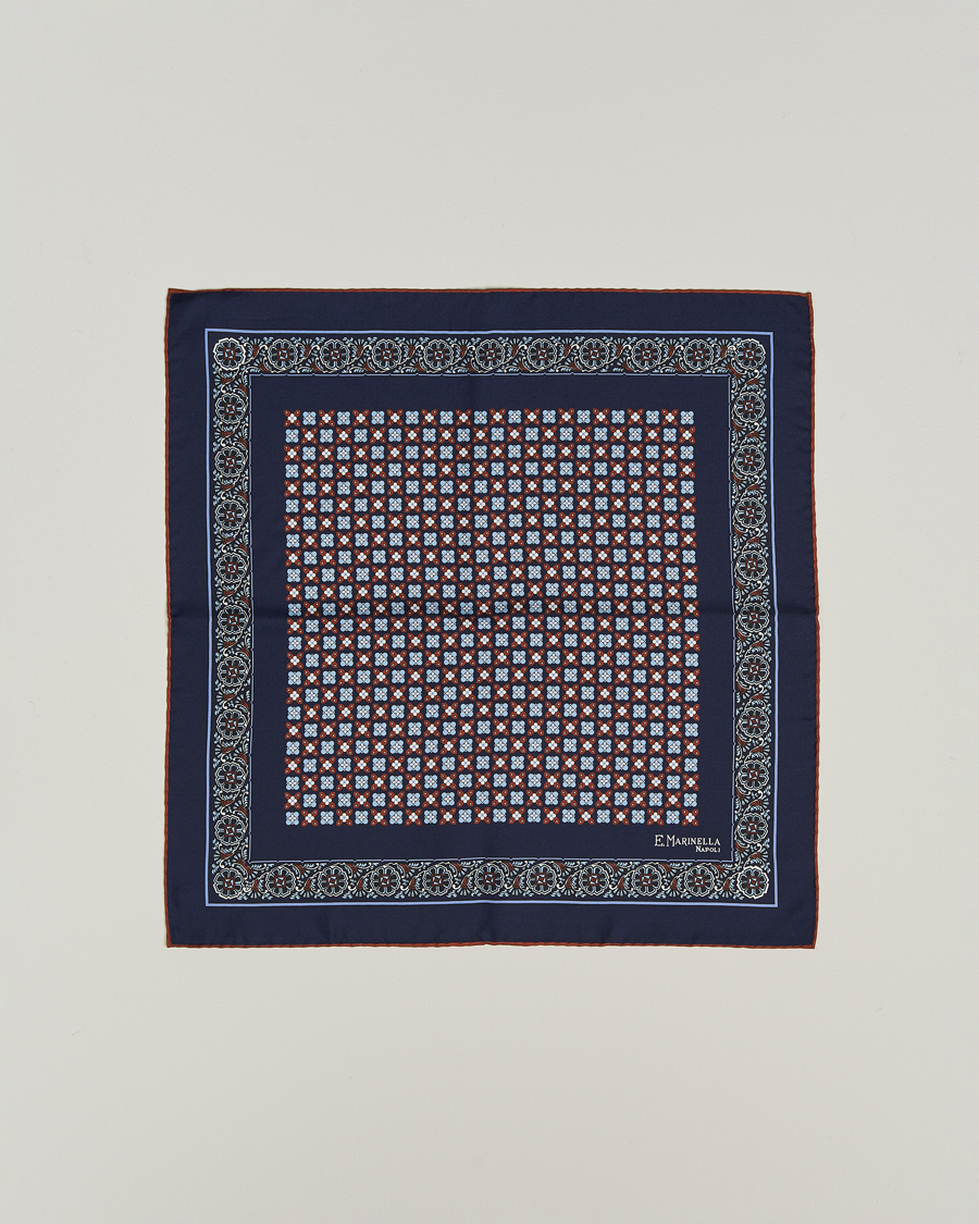 Men | Pocket Squares | E. Marinella | Silk Pocket Square Navy