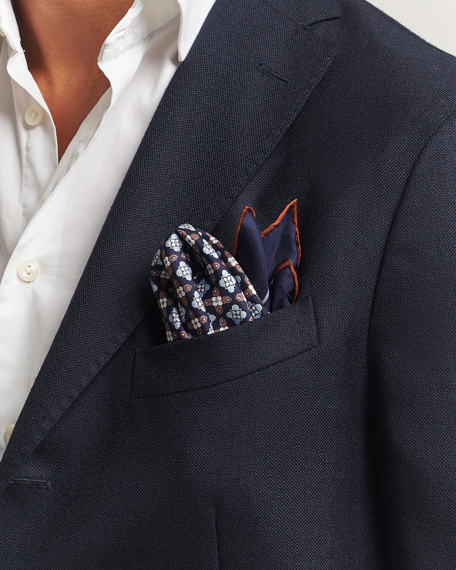 Men | Pocket Squares | E. Marinella | Silk Pocket Square Navy