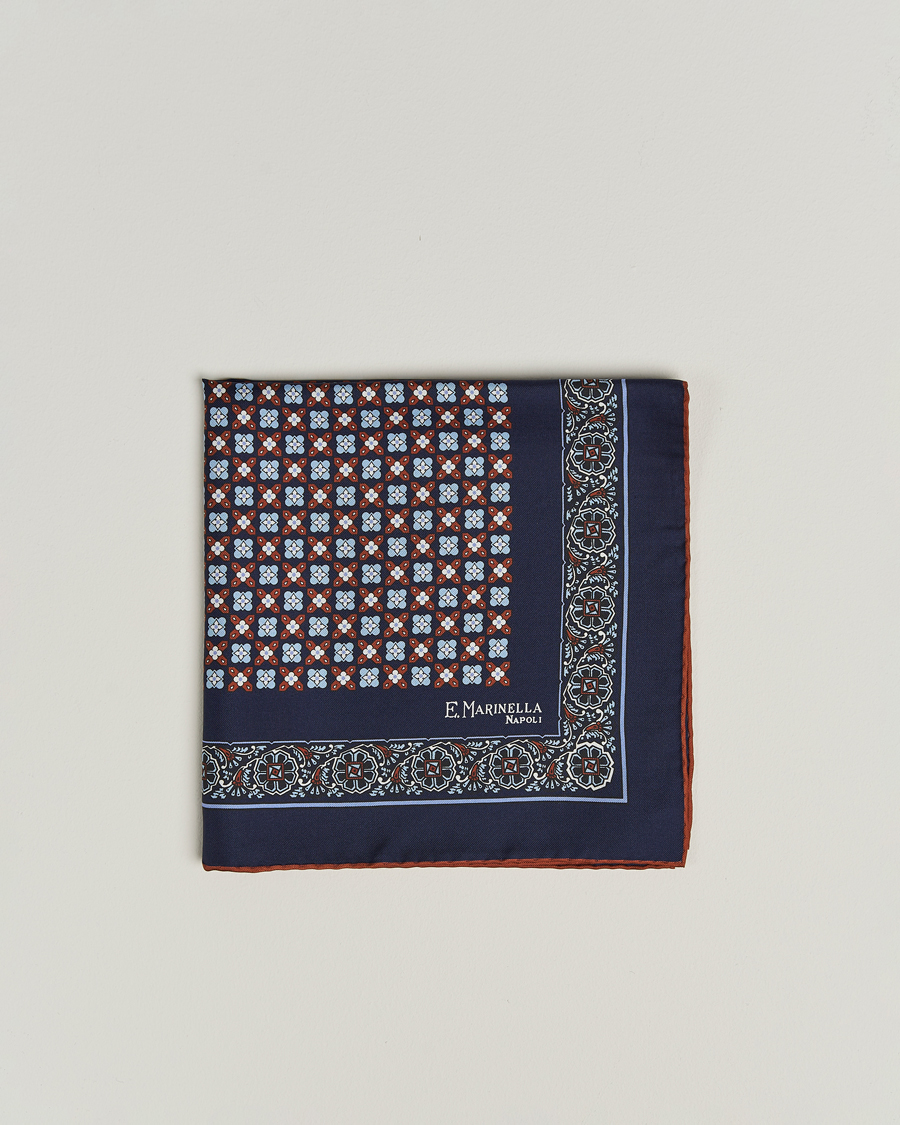 Men | Pocket Squares | E. Marinella | Silk Pocket Square Navy