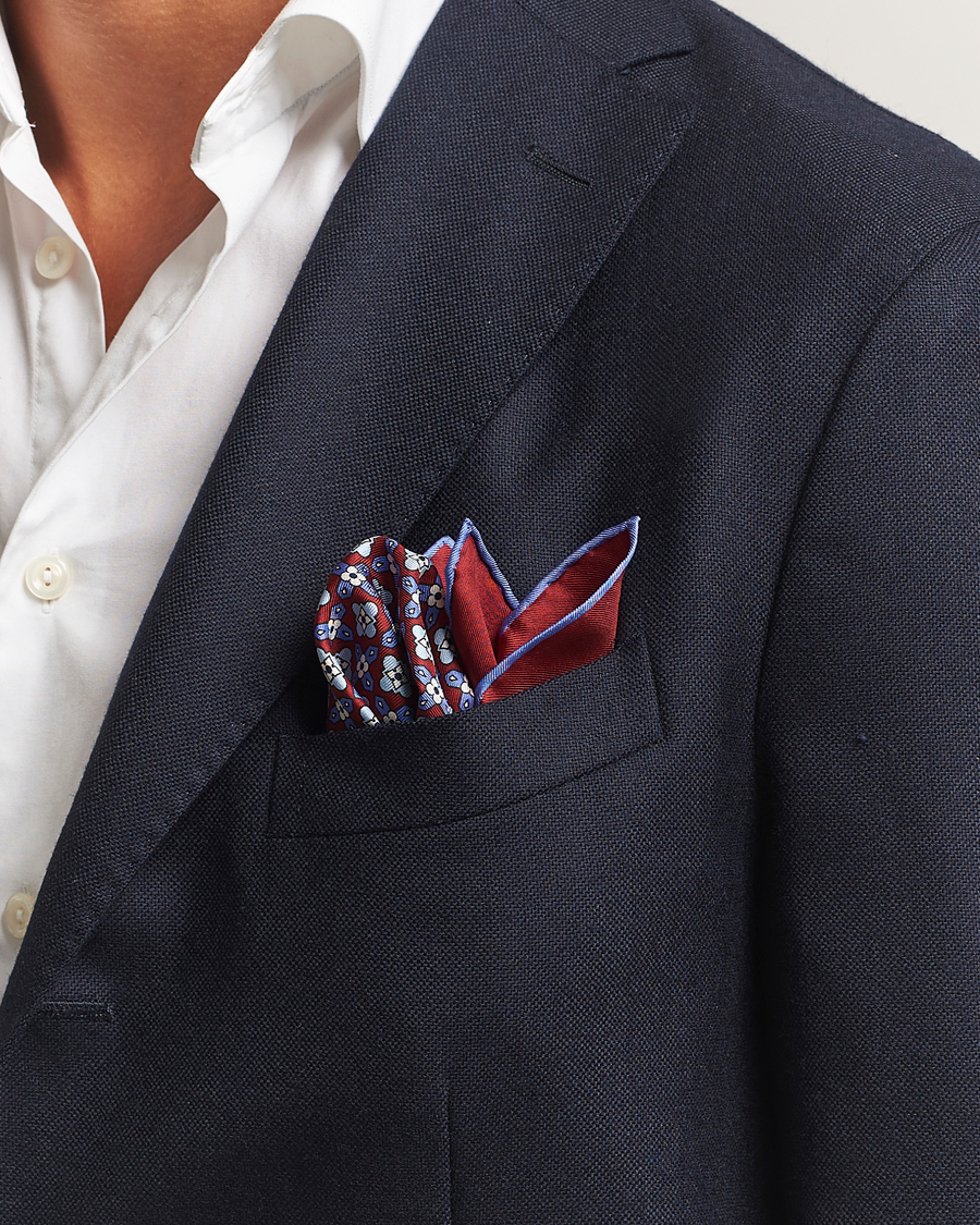 Men | Pocket Squares | E. Marinella | Silk Pocket Square Burgundy