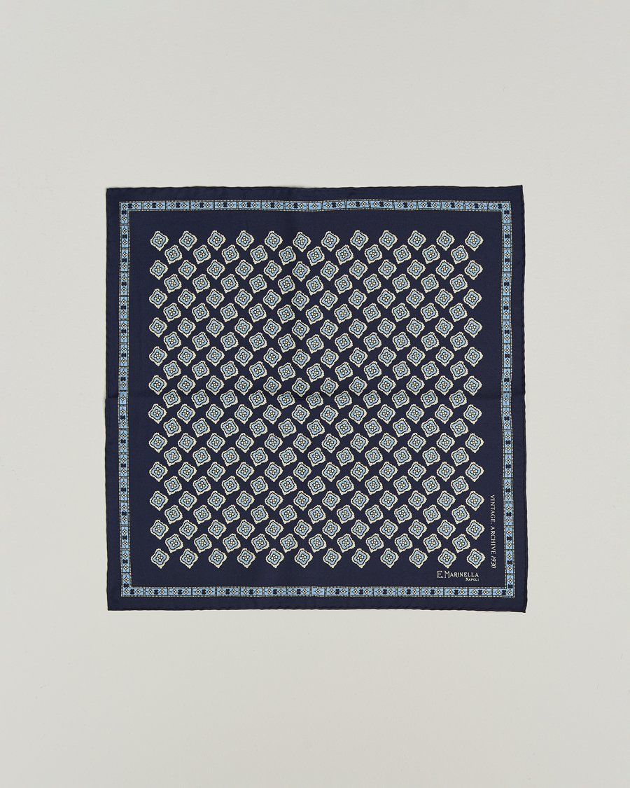 Men | Pocket Squares | E. Marinella | Archivio Silk Pocket Square Navy