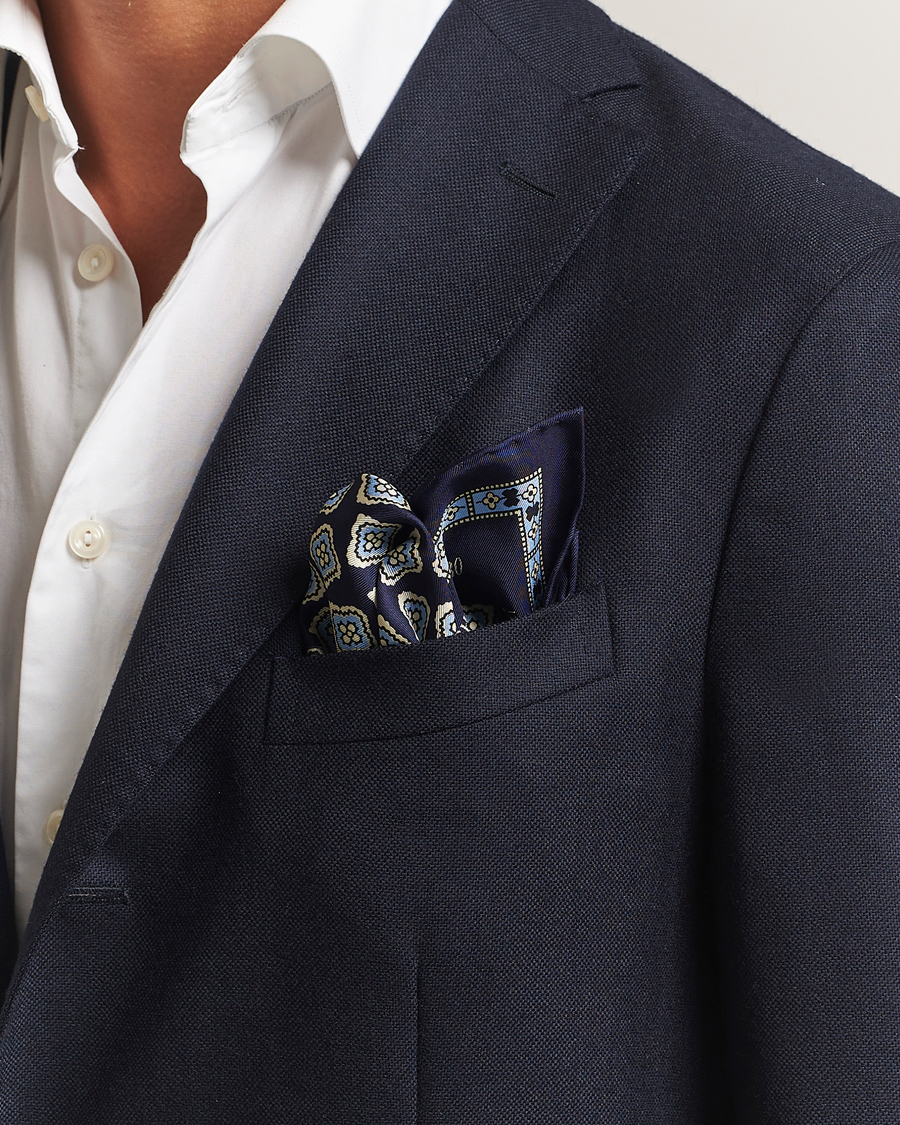 Men | Pocket Squares | E. Marinella | Archivio Silk Pocket Square Navy