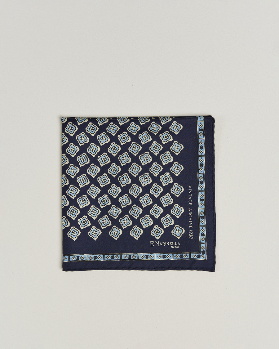Men | Pocket Squares | E. Marinella | Archivio Silk Pocket Square Navy