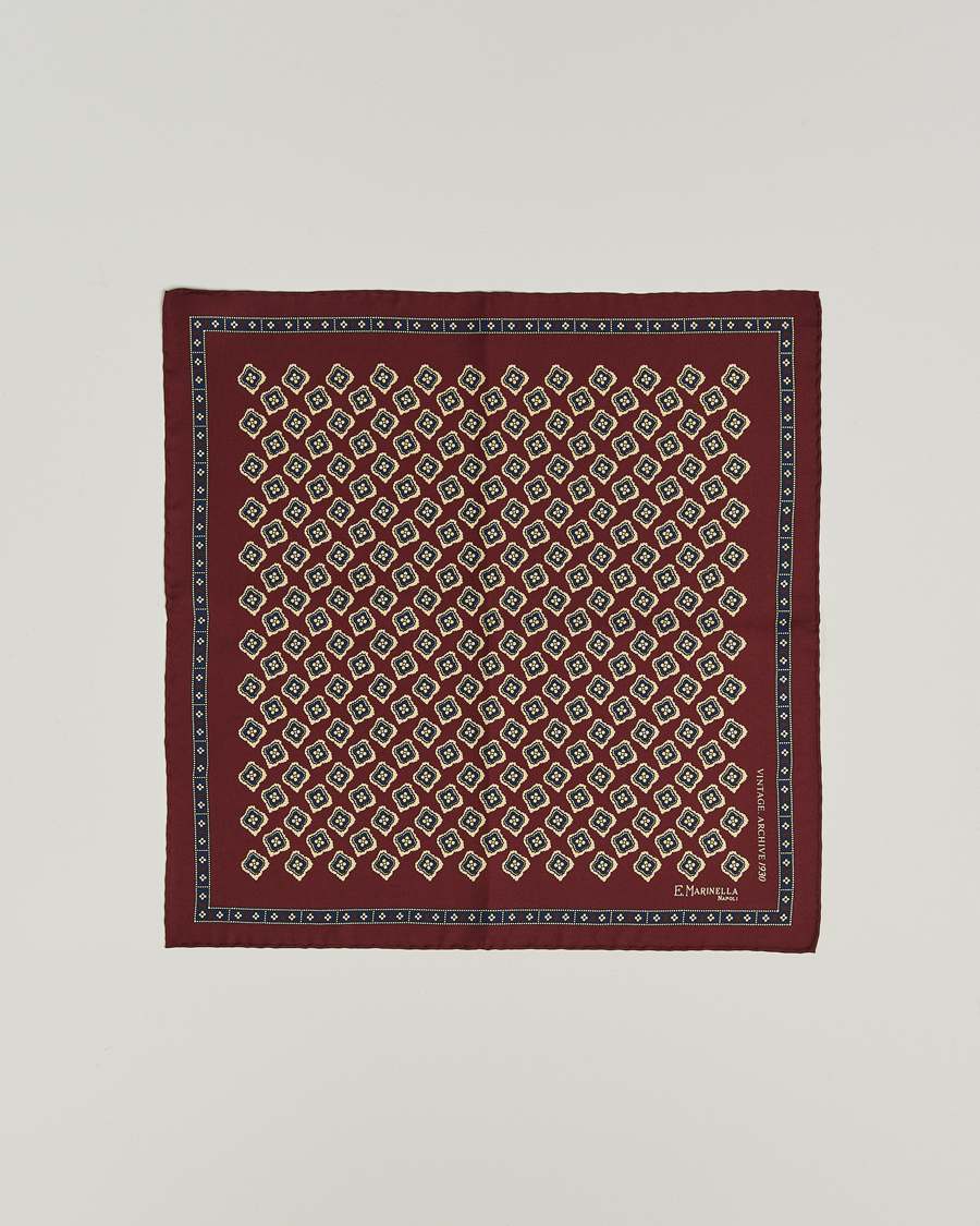 Men | Pocket Squares | E. Marinella | Archivio Silk Pocket Square Burgundy