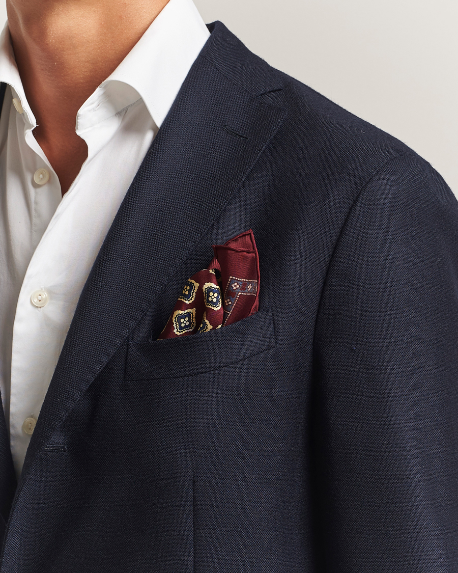 Men | Pocket Squares | E. Marinella | Archivio Silk Pocket Square Burgundy