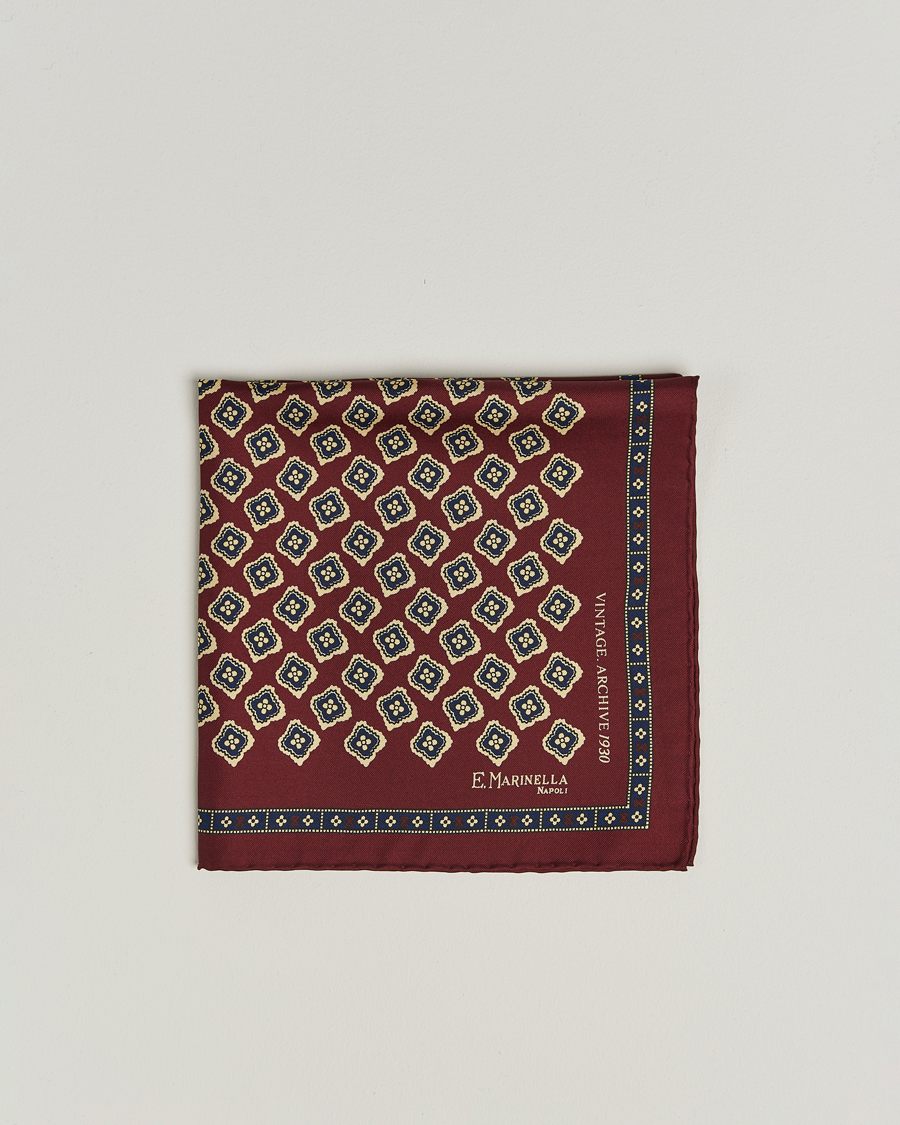 Men | Pocket Squares | E. Marinella | Archivio Silk Pocket Square Burgundy