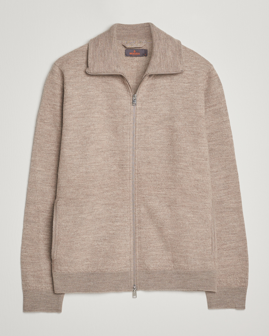 Men | Sweaters & Knitwear | Morris | Corke Knitted Zip Jacket Khaki