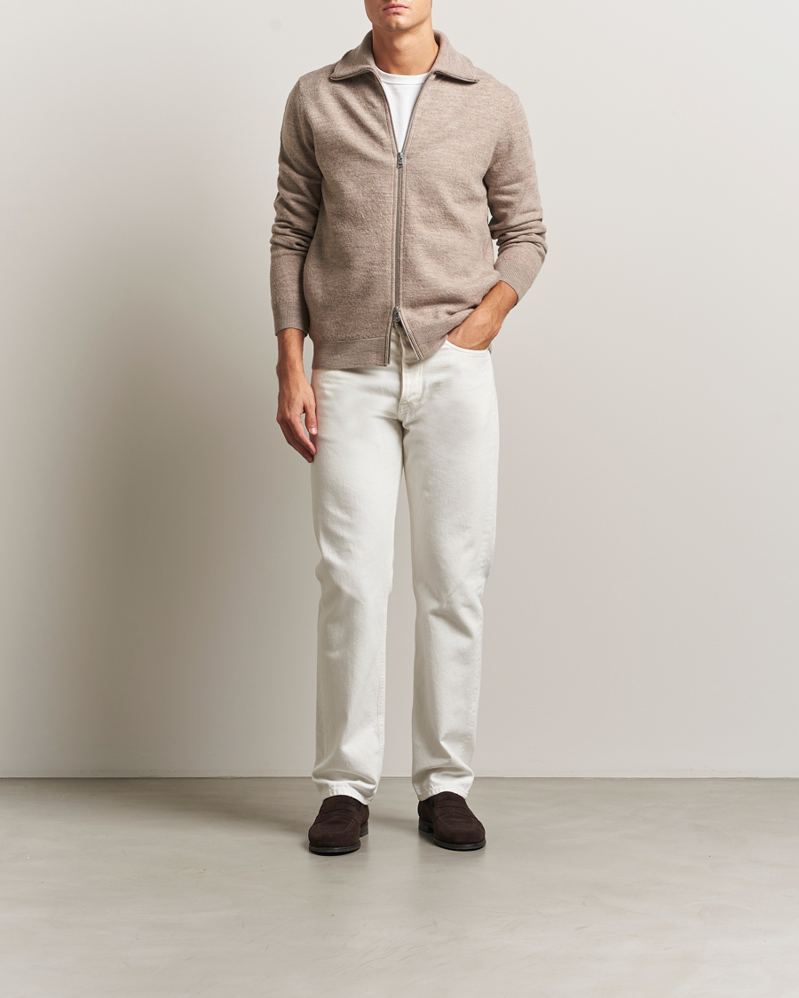 Men | Sweaters & Knitwear | Morris | Corke Knitted Zip Jacket Khaki