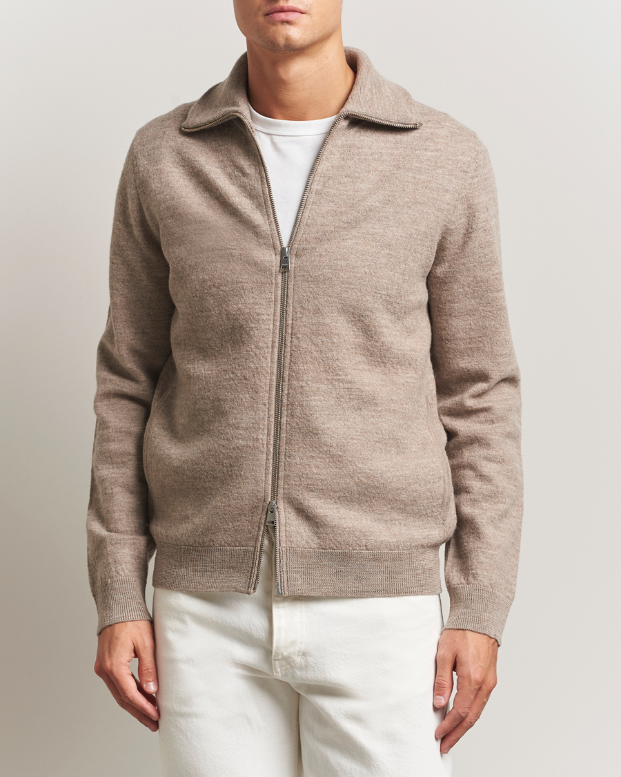 Men | Sweaters & Knitwear | Morris | Corke Knitted Zip Jacket Khaki