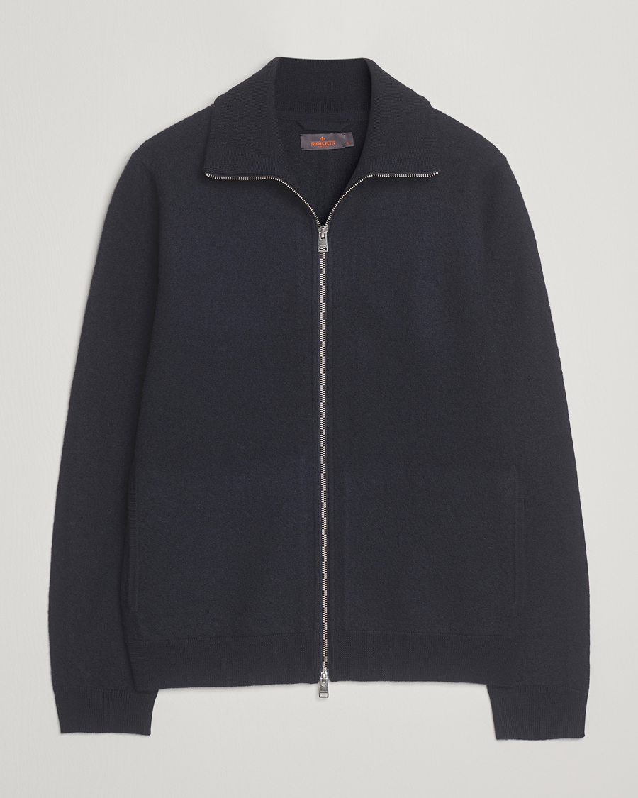Men | Sweaters & Knitwear | Morris | Corke Knitted Zip Jacket Navy