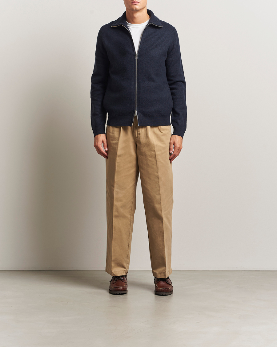 Men | Sweaters & Knitwear | Morris | Corke Knitted Zip Jacket Navy