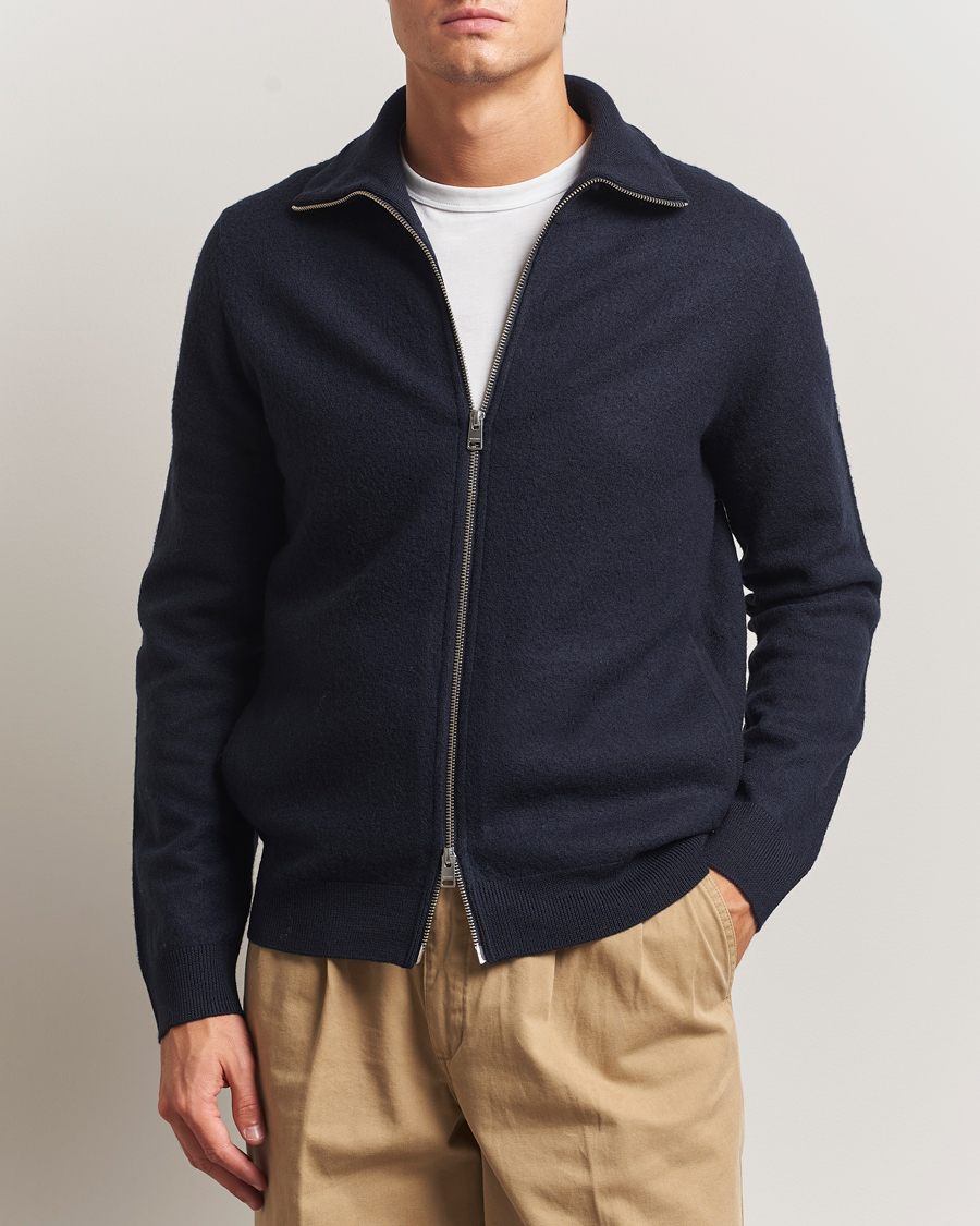 Men | Sweaters & Knitwear | Morris | Corke Knitted Zip Jacket Navy