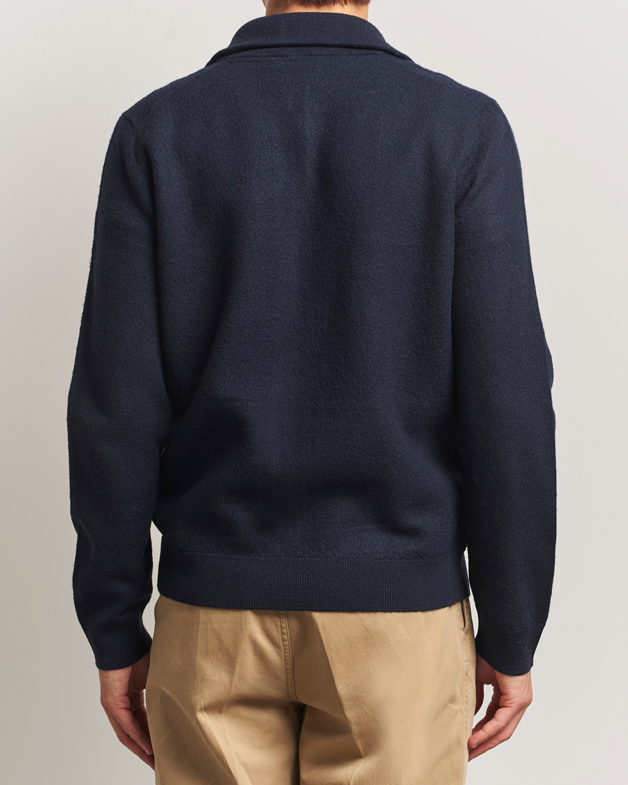 Men | Sweaters & Knitwear | Morris | Corke Knitted Zip Jacket Navy