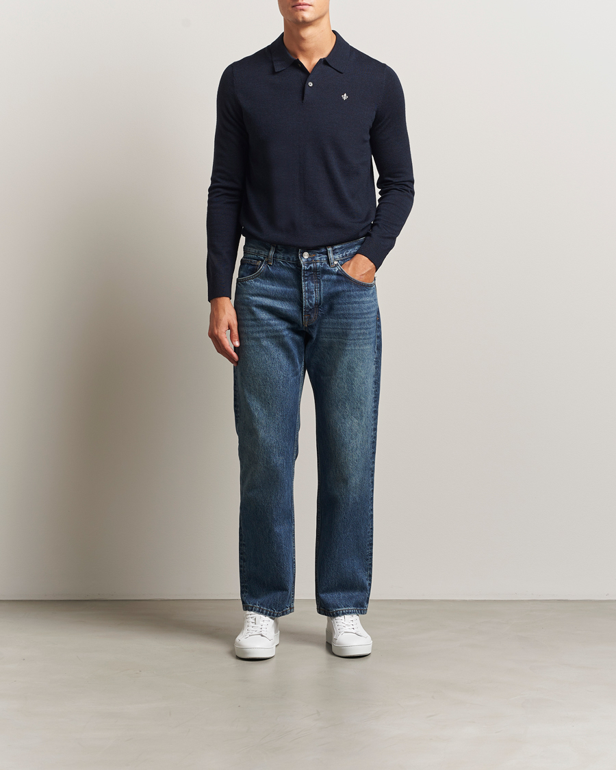 Men | Sweaters & Knitwear | Morris | Merino Polo Knit Navy