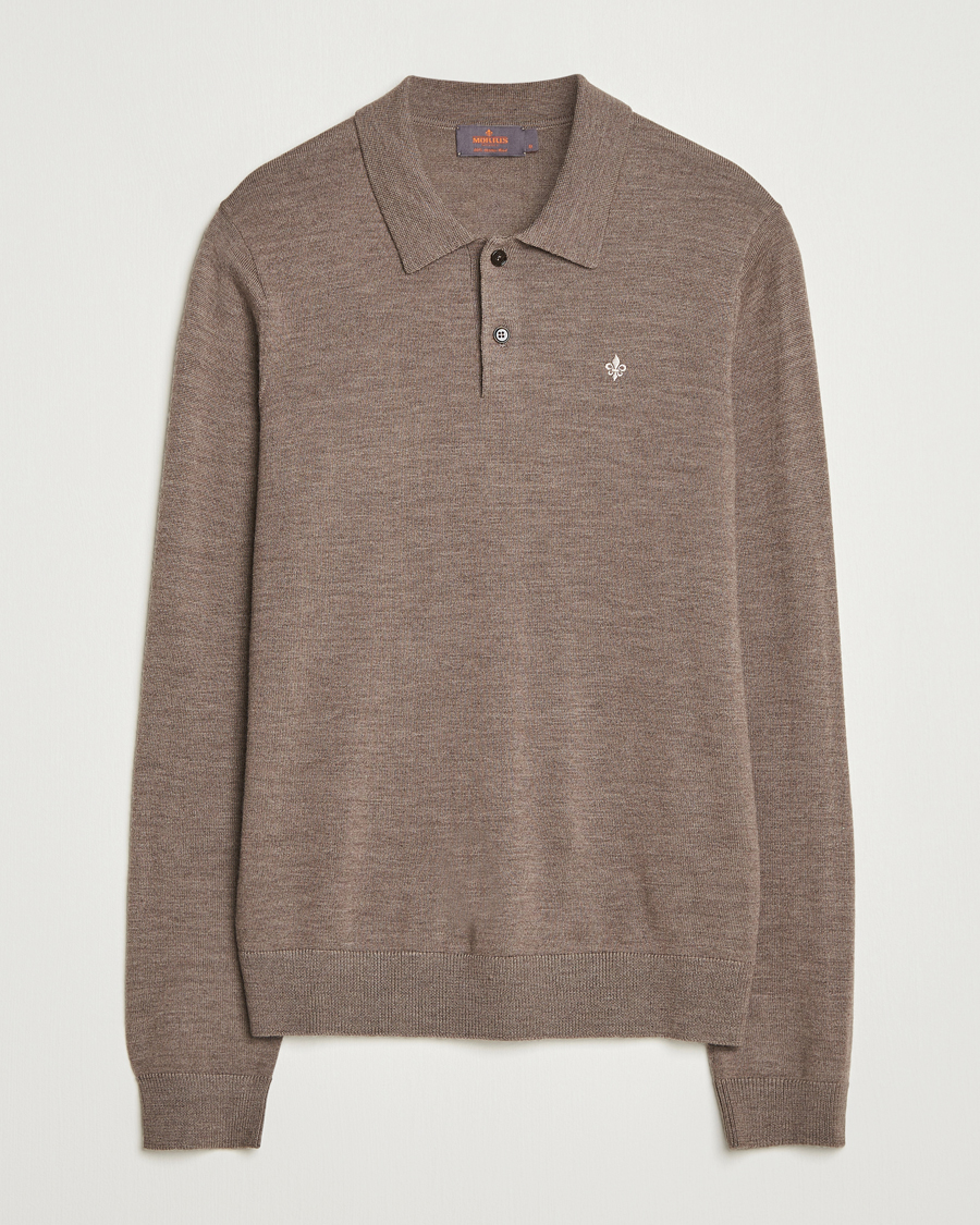 Men | Sweaters & Knitwear | Morris | Merino Polo Knit Brown