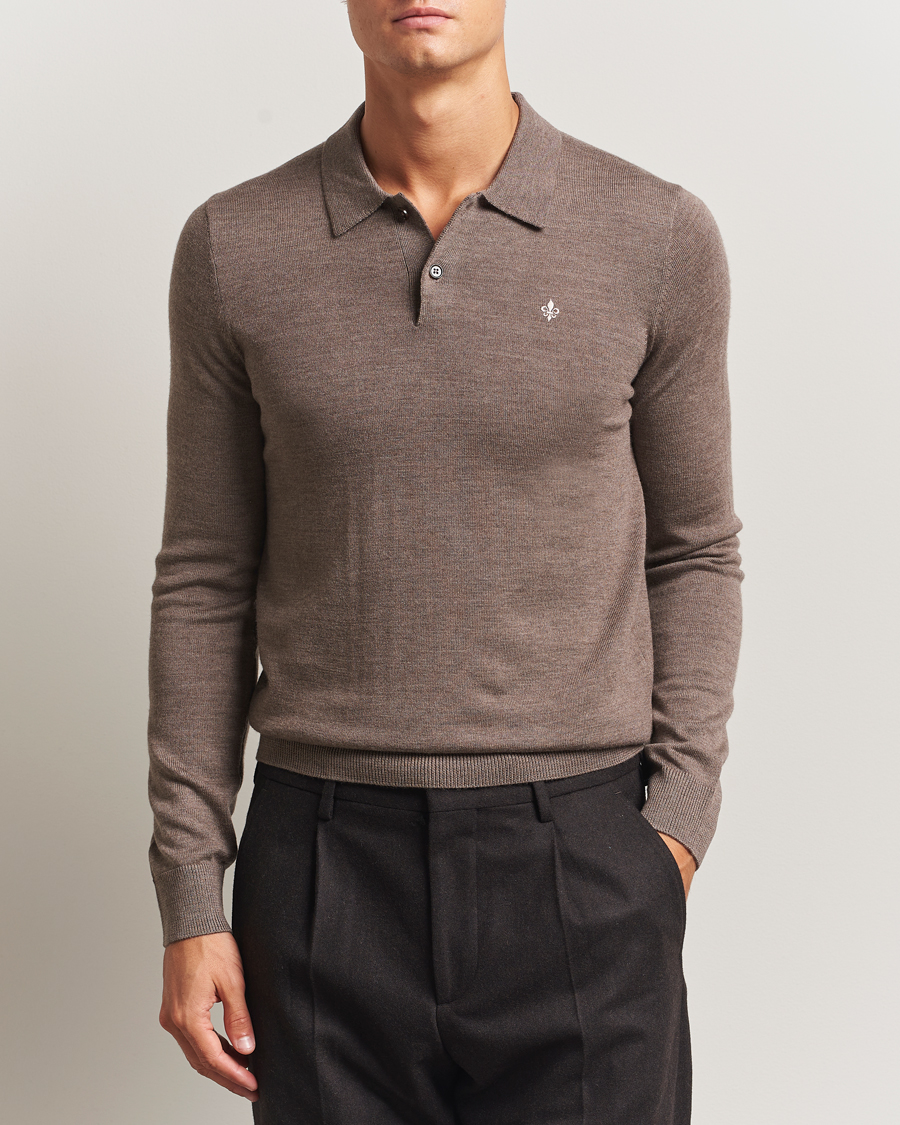 Men | Sweaters & Knitwear | Morris | Merino Polo Knit Brown