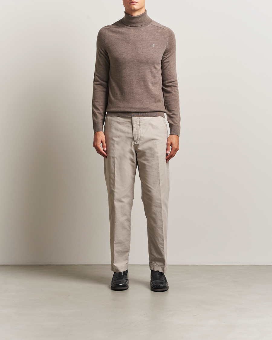 Men | Sweaters & Knitwear | Morris | Merino Roller Neck Brown