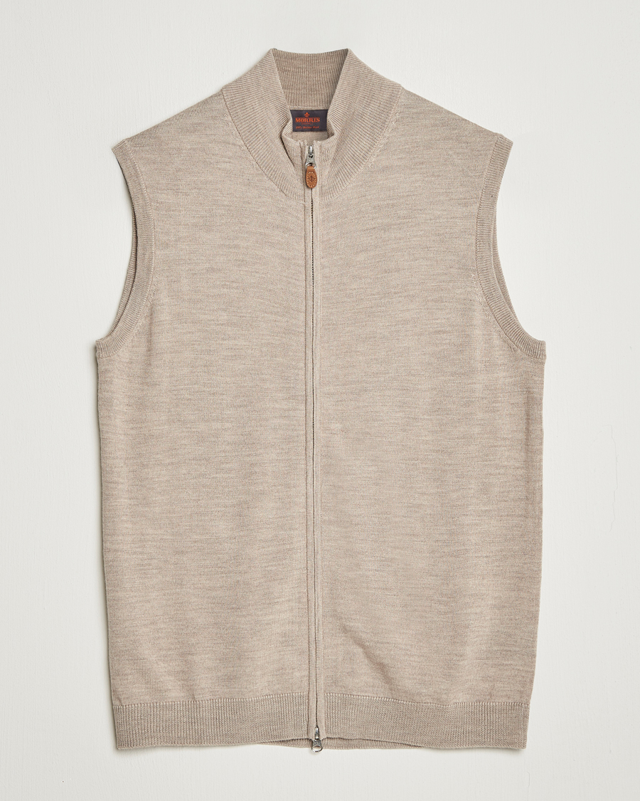 Men | Sweaters & Knitwear | Morris | Merino Zip Vest Khaki